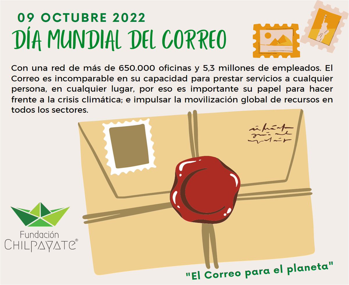 FundChilpayate's tweet photo. #Chilpayate 💚sabías qué ? Enviar una carta✍️ por correo📨 y ponerle timbres o estampillas👮♀️, no significa que vas a enviar un correo electrónico📧.
#DíaMundialDelCorreo 📬 https://t.co/rysSfORkTI