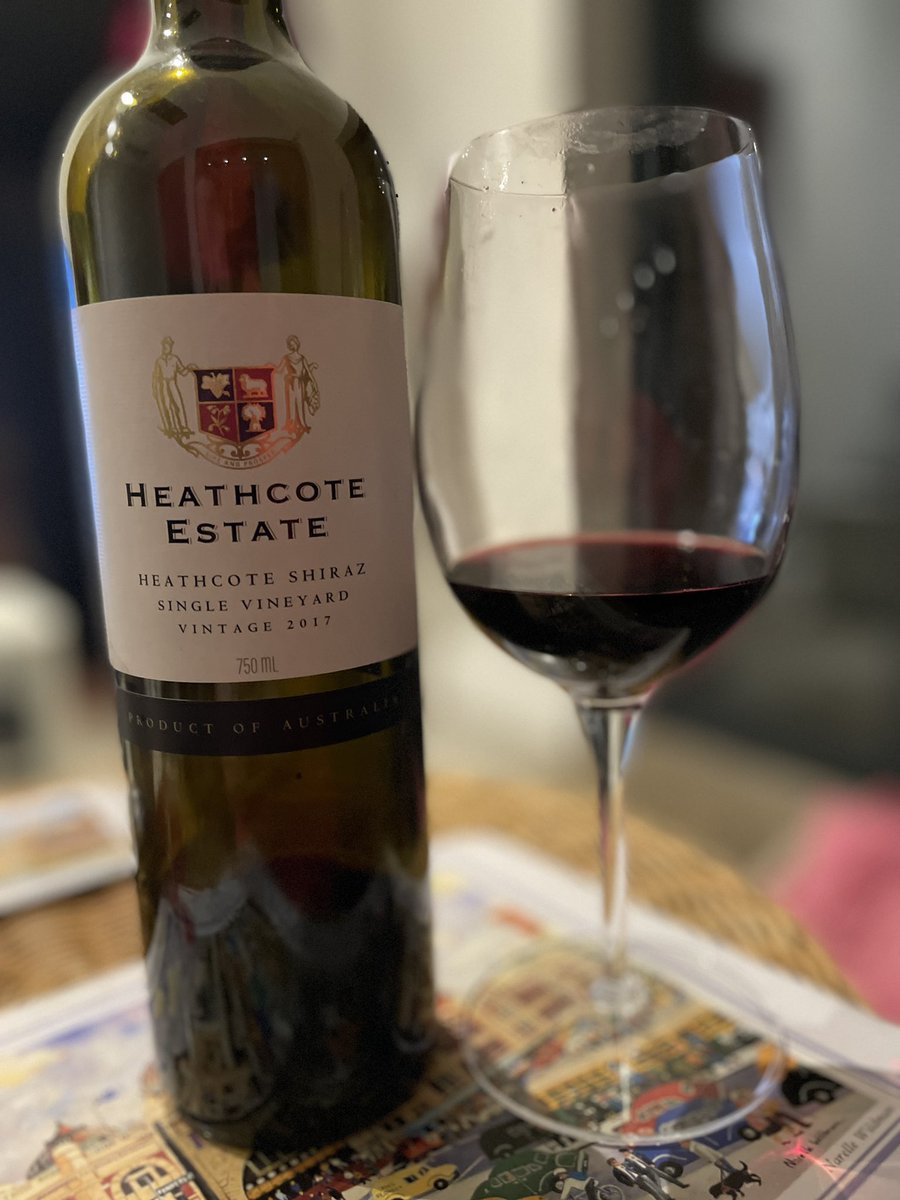 This had been sitting at my mothers in Australia for 2.5 years due to Covid waiting to be delivered to us. What a delicious, fragrant, cooler climate Shiraz with great depth of flavour, spice and elegance. Wish she bought more than just one bottle with her! 😃 #heathcoteshiraz