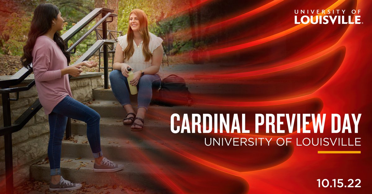 UofLadm's tweet photo. Cardinal Preview Day is in one week! Plan your unique day with some of the open houses and workshops we offer: https://t.co/56oTq6DpOw. We can't wait to welcome you to our vibrant campus. #uofl @uofl https://t.co/egtOQjXhTT