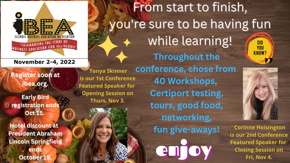 IllinoisIBEA's tweet photo. Join us in Springfield, Illinois, for the 60th Annual Fall Conferene for @Business Educators. Find out more at https://t.co/5oe0i75cDm.  #ibea2022 #BusinessEducatorsRock https://t.co/cfuoitAoEO