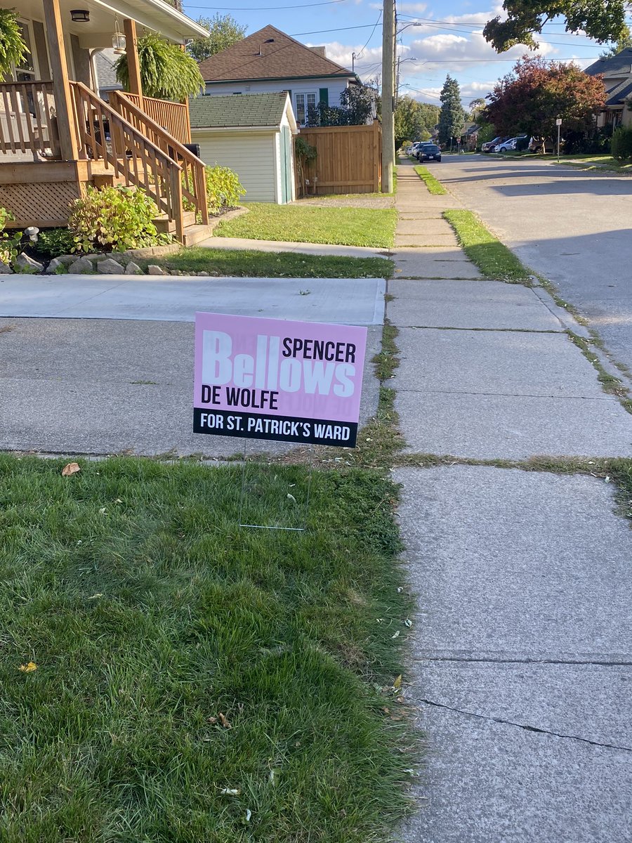 BellowsDewolfe's tweet photo. Sunshine and pink signs. Successful day canvassing https://t.co/SVtjdije7L