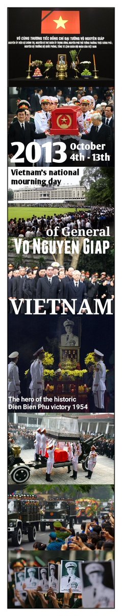 justtodo18's tweet photo. October 4th-13th, 2013, #Vietnam's national mourning day of General #VoNguyenGiap - The hero of the historic #DienBienPhu victory 1954 (at the age of 103 years old).
We proud of you - #GeneralGiap. https://t.co/PomUapsiFJ