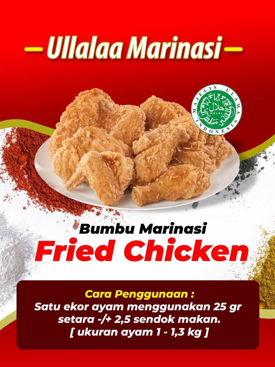 Ullalaa_Chicken's tweet photo. Ready #bumbumarinasi #friedchicken #Ullalaachicken #ayamgepuk #ayamgeprek #pizza #ayamsultan #chickensteak #beefsteak #bebekkremes #kambingladahita #friedchicken #bumbumarinasi #ayamcrispy #ayampangang #pizza #pizzabase https://t.co/Ow9odt6KeC