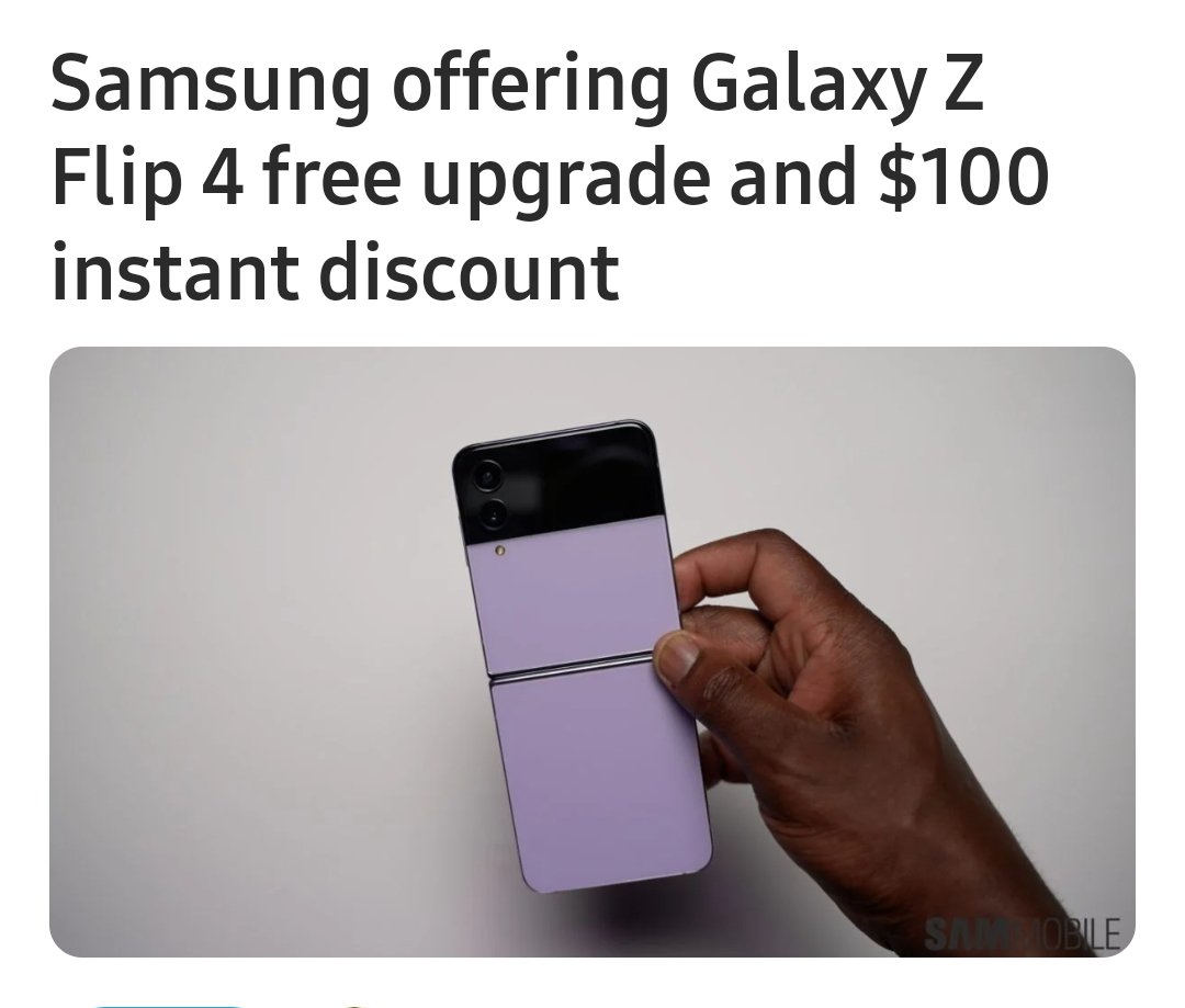 indusbotanicals's tweet photo. The company has refreshed its Galaxy Z Flip 4 offer. It’s now providing customers with a free memory upgrade in addition to an instant $100 discount.

#samsunggalaxy #glaxyzflip4 #galaxyzflip #smartphones #discount #upgrade #technews #technewsdaily https://t.co/vCGgnFC31Y