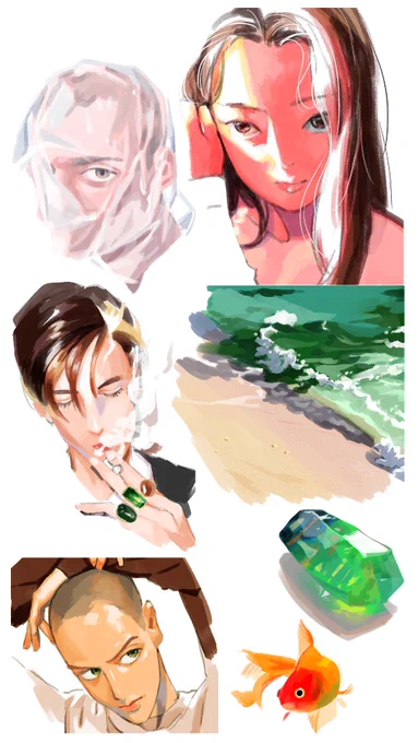何かの折にこういう絵を描くのはデジタルの絵ってなんか思い通りの色にならないから。目から入れた像を自分の手で再現することで精度をあげたい…!って気持ちがあるから。 