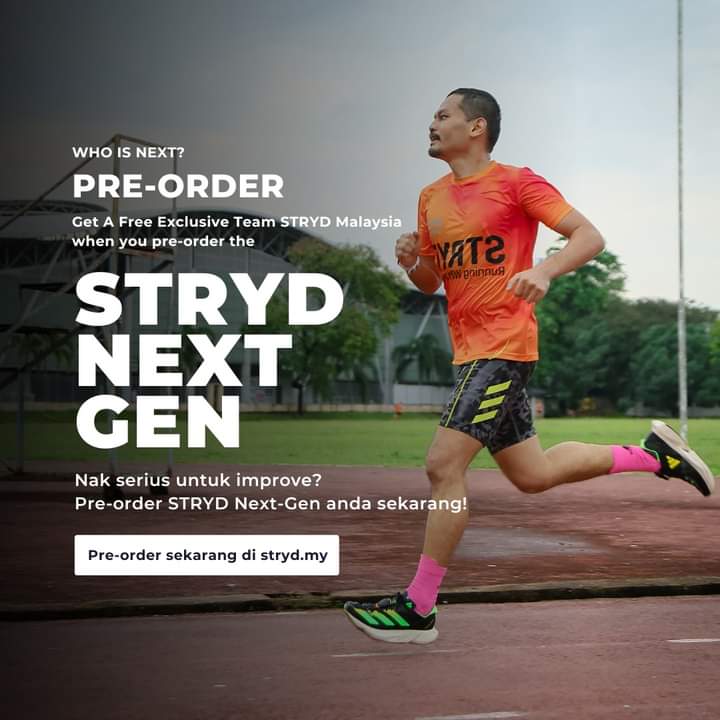 Pre-Order STRYD Next Gen anda sekarang!
Anda dapat:
• Team STRYD Malaysia Exclusive T-shirt
• Exclusive invitation untuk STRYD event yang akan datang.

Pre-order sekarang di stryd.my!