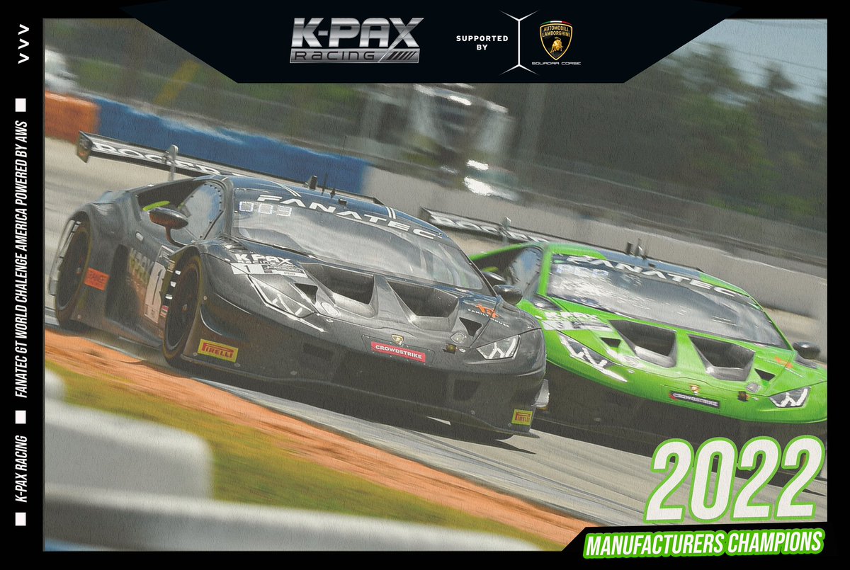 KPAXracing's tweet photo. We’d like to congratulate @LamborghiniSC on another @gtworldcham Manufacturers’ Championship! That’s back-to-back! #GTWorldChAm https://t.co/3jtNI1fll4