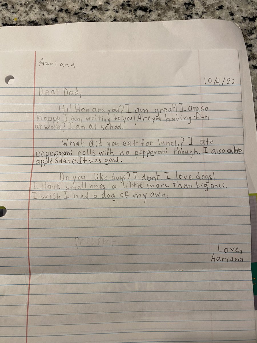 Dharendra's tweet image. A letter from my daughter :)