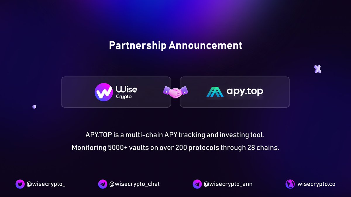 👏We are so excited to announce our new #partnership with <a href="/APY_TOP/">APY.TOP</a> - APY.TOP is a multi-chain APY tracking and investing tool. Monitoring 5000+ vaults on over 200 protocols through 28 chains.