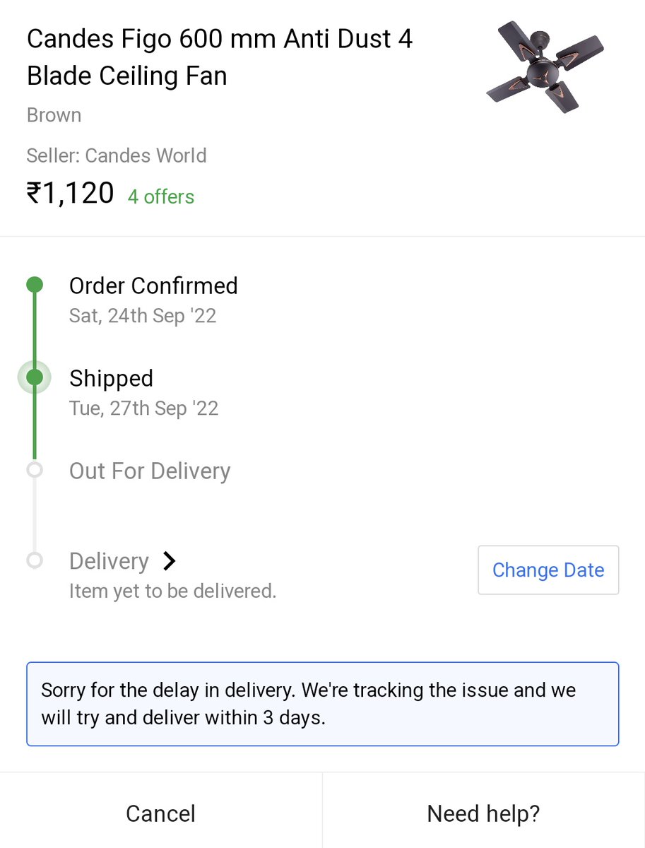 arpan_dawn's tweet photo. Worst service by @Flipkart 
Ordered on 24th September still product is not delivered. @flipkartsupport
#FlipkartDoglaHai 
#FlipkartIsScamkart https://t.co/KFbCmYVTjA
