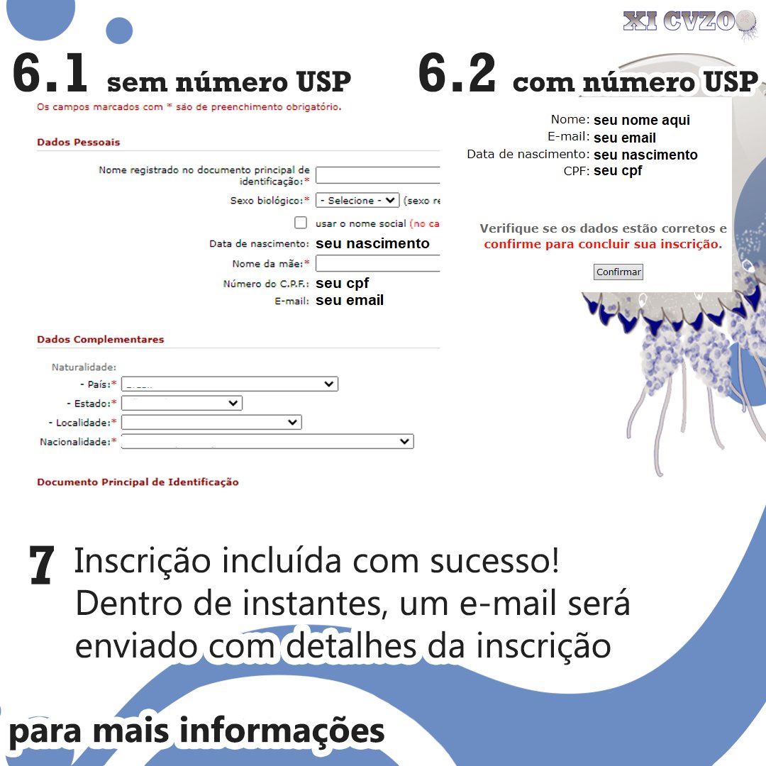 CVZooUSP's tweet photo. Olá CVZooers. Sabemos que tem gente nova na página e que ainda não
sabe como se inscrever, então fizemos esse pequeno guia para vocês!
Lembrando que o link está na nossa bio, e que esse passo a passo precisa ser lido atentamente!

[+] https://t.co/nhq0bht8d7
