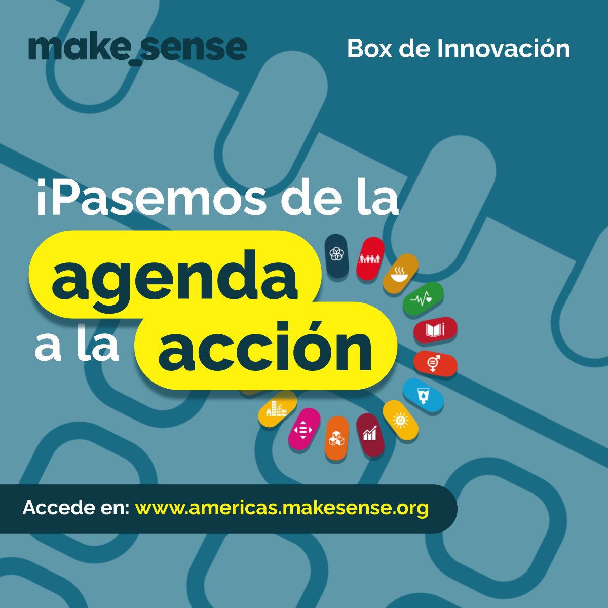 Para cumplir con las metas climáticas de la 🗒️#Agenda2030 necesitamos visiones y acciones alienadas💫

Con el #BoxdeInnovación ¡descubre como puedes construir tu propias #metasclimáticas para que los #ODS estén más cerca de tu día a día! 🌎

👉americas.makesense.org/box-de-innovac…