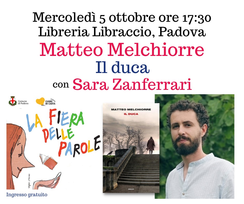 SZanferrari's tweet photo. #ilduca alla @fieraparole di Padova con #matteomelchiorre @Einaudieditore #libreriaillibraccio https://t.co/HkEVyzLdf2