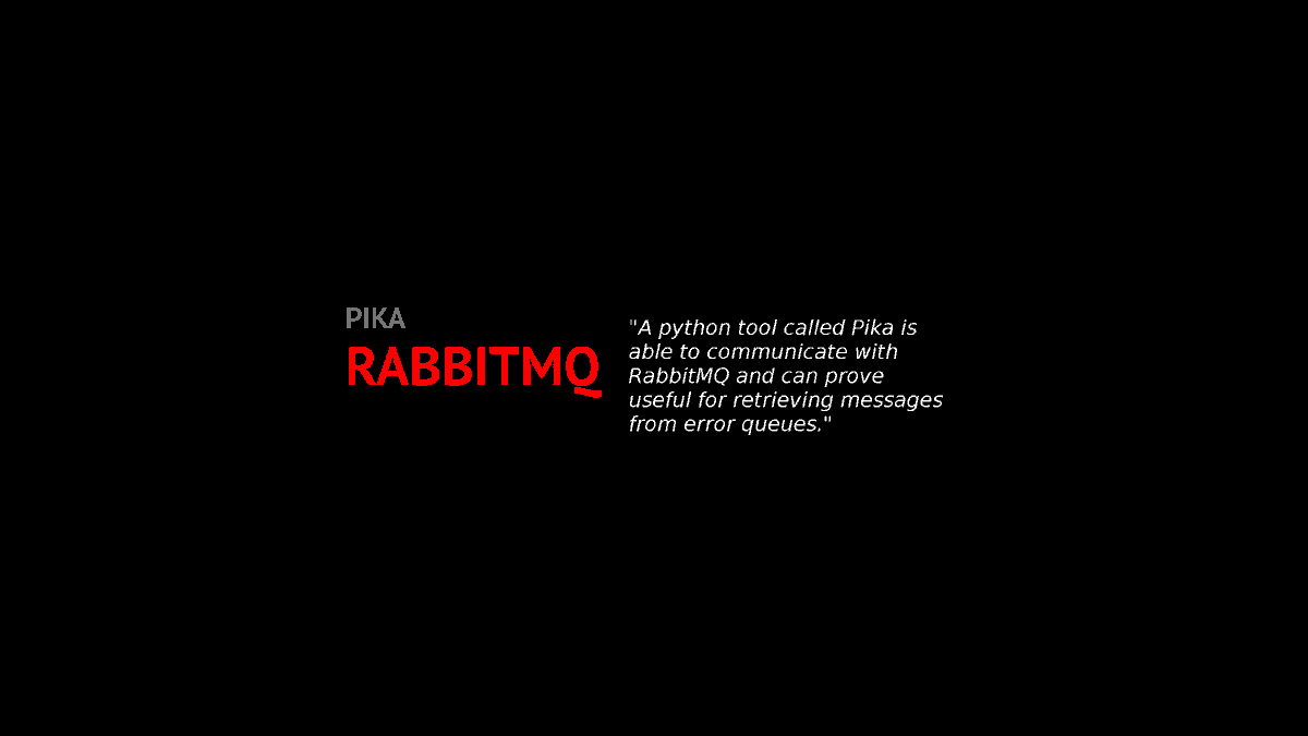 MartkosIT's tweet photo. Pika - a python library that communicated via AMQP with messaging systems such as RabbitMQ.

A short example of consuming messages from an ERROR_QUEUE and writing them to a gzip file.

https://t.co/LxJcrTKULf https://t.co/wDT33VUM0m