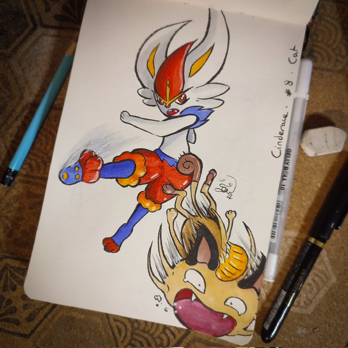 AtelierSarya's tweet photo. #Cinderace 🐾 #Cat
Inktober / Witchtember day 8 :
Quand #Miaouss décide d'embêter #Pyrobut,ça finit toujours mal !
Ce fut l'occasion de casser une bonne grosse référence à la Team Rocket bien évidemment !
#art #artwork #ink #Pokemon https://t.co/8OvhCwV0Kk