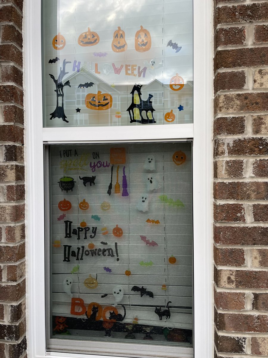 Window with old and new gel stickers this is how I decorate my window