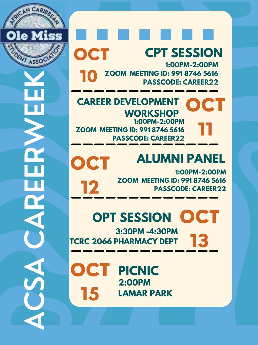 acsaolemiss's tweet photo. What is your plan post graduation? It's not too early nor late to interrogate yourself as an international student. Please join ACSA's information sessions on tips on how to secure scholarships, internships/job and immigration options. https://t.co/eZfdtESFAp https://t.co/gOLZbai0Xp