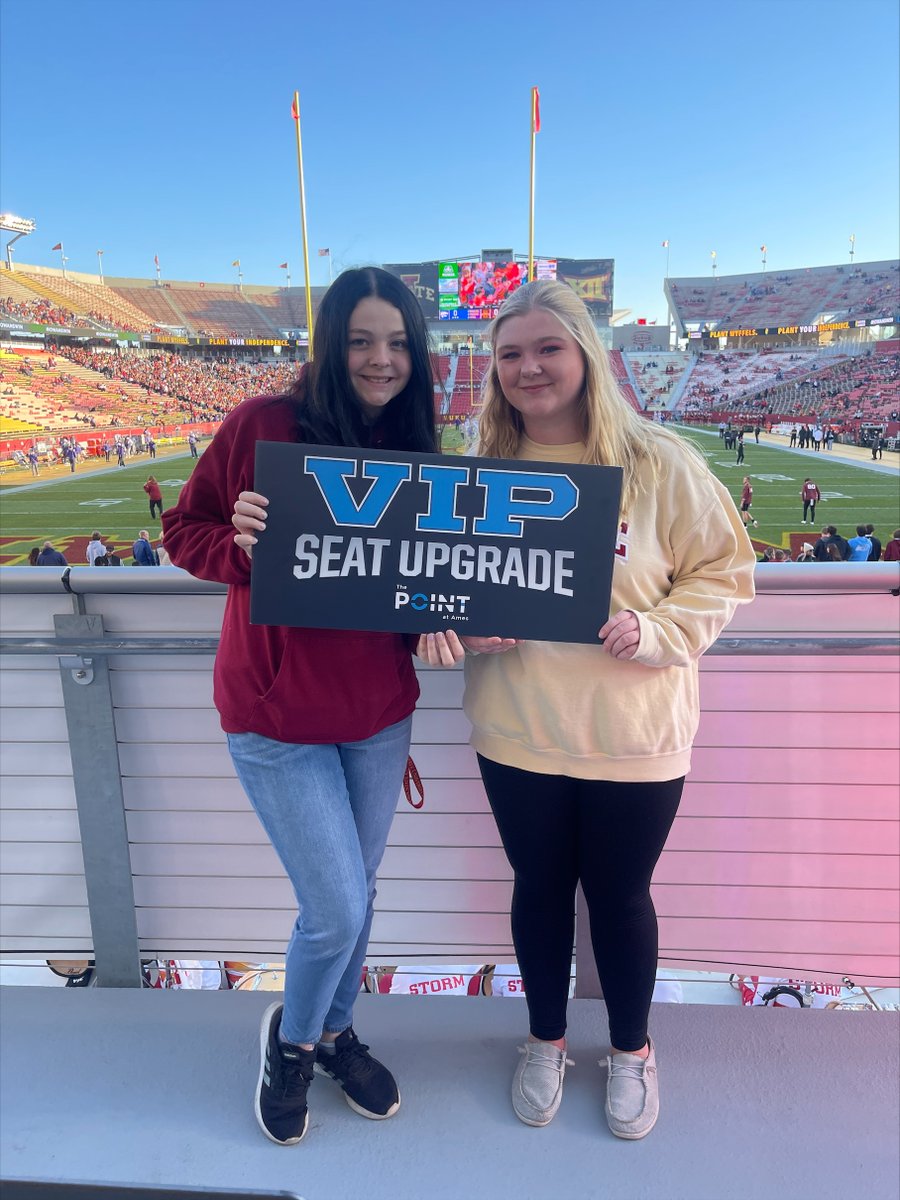 CycloneATH's tweet photo. Belle and Hannah got their #CycloneSeatUpgrade thanks to our friends @ThePointatAmes! https://t.co/SYd420uaH6
