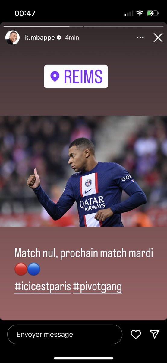 La dernière story de Mbappé (déjà supprimée) ! C’est trop