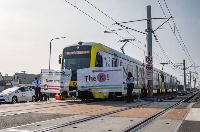 destinationshaw's tweet photo. The long wait is finally over! Yesterday, the @metrolosangeles K Line officially opened and began running through South LA, specifically Crenshaw Blvd.
We encourage all community members to enjoy a FREE ride this weekend💙💛
#DC #SouthLA #Metro #MetroKLine #community #LA https://t.co/xXeYmOnTHp