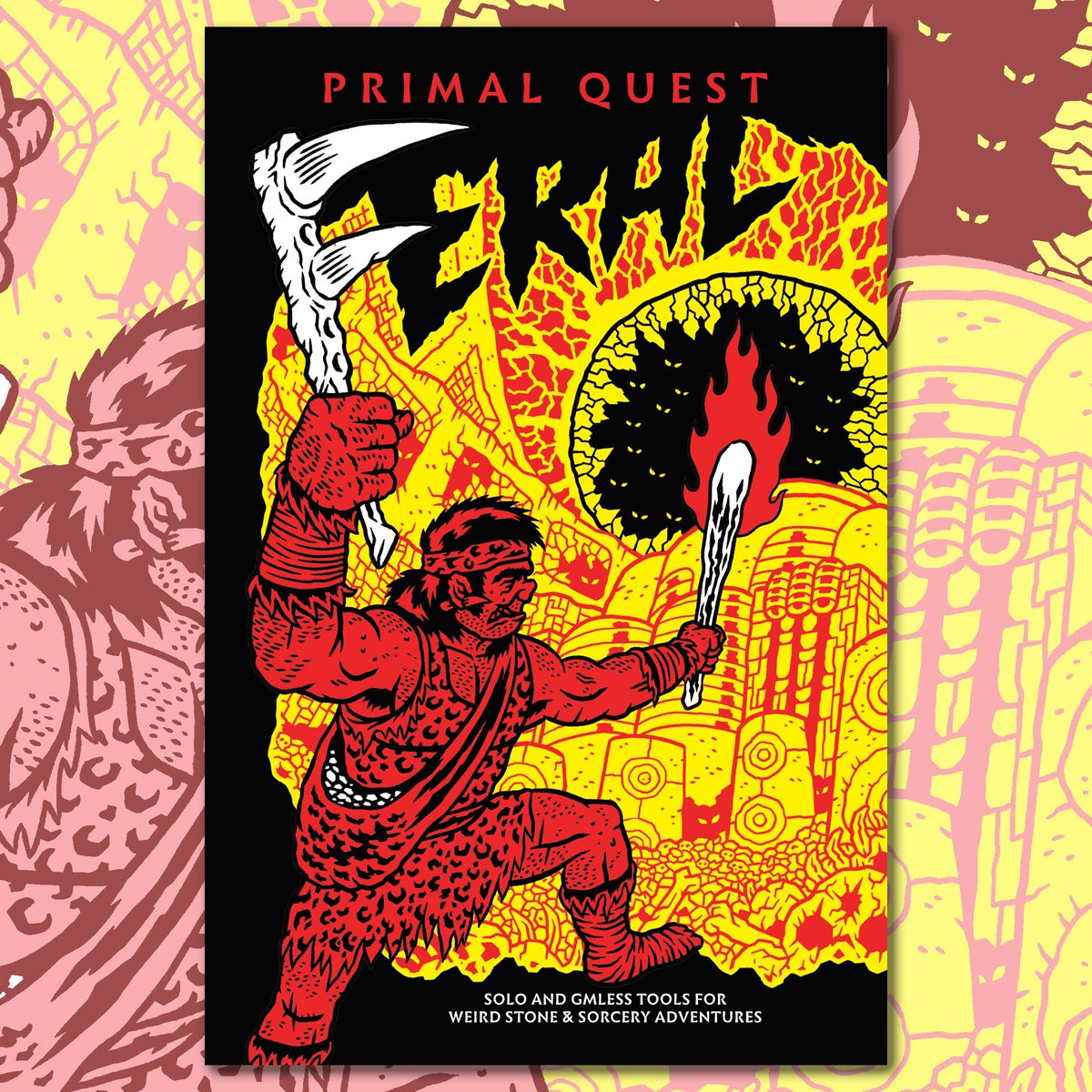 diogo_oldskull's tweet photo. @RPDeshaies #PrimalQuest #Feral #SoloRPG and #GMLess supplement is getting ever closer to release! We have a #CoverArt now!
This incredible piece was made by @elkowalczuk and reminds me of one of my own solo adventures in Thaia!
#Weird #StoneAndSorcery #TTRPG #Dinosaurs #DnD #ShowYourWork https://t.co/Sh2pUJg1SG