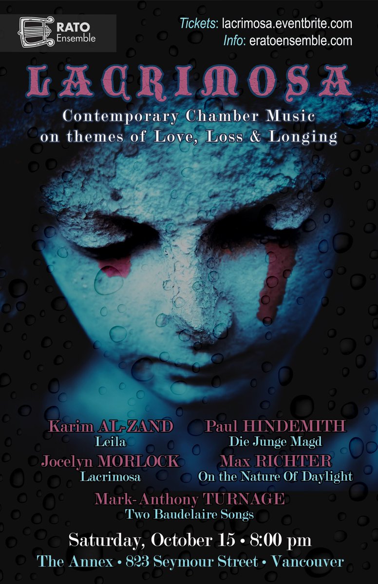 EratoEnsemble's tweet photo. One week from tonight! An intimate concert of exquisite music not to be missed. Tickets: https://t.co/m8YhphtYIB https://t.co/pOUe2MjRRc