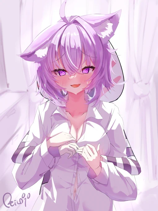 おにぎりゃーもボタン外すの下手くそじゃ～ん...///#絵かゆ 