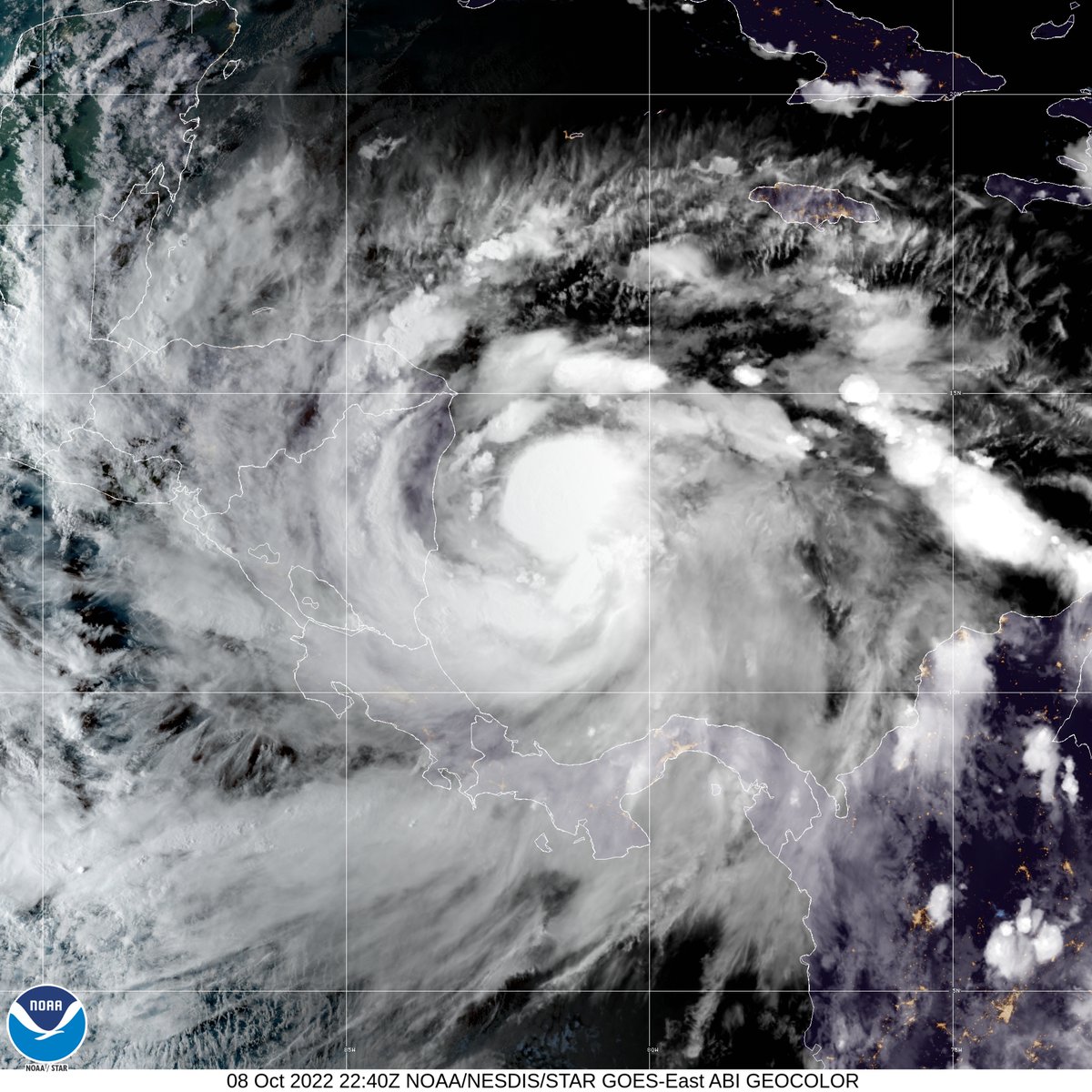 7 PM EDT Saturday October 8 Update: Data from NOAA and Air Force Reserve reconnaissance aircraft indicate that #Julia has become a hurricane as it passes near San Andres and Providencia Islands.