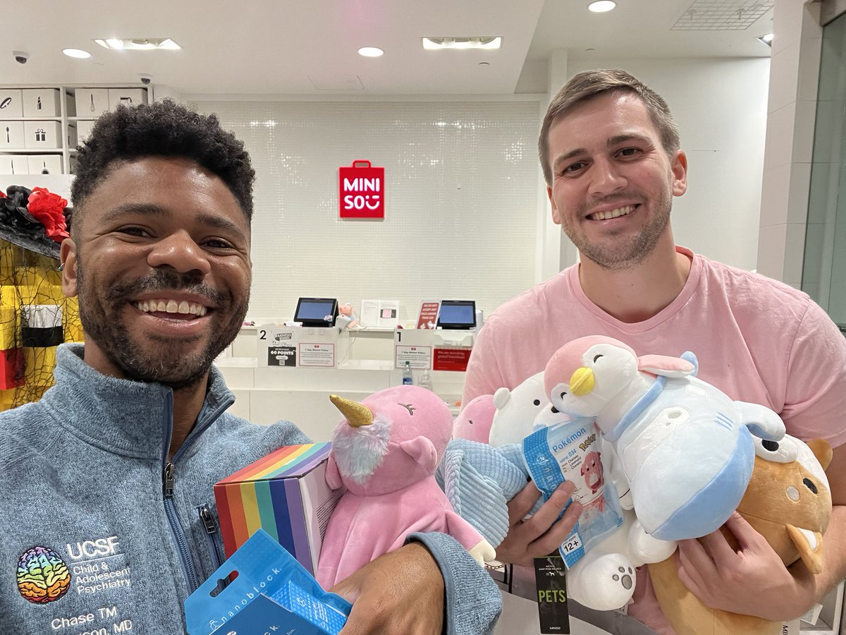 ChaseTMAnderson's tweet photo. When gay child and adolescent assistant professors go shopping for toys for their offices.
And we bought everything because it’s all so cute.
Also, someone described @jack_turban as my NSLP (non-sexual life partner) and I’ve never heard a better term for us.#gay #gaydoctors https://t.co/t3G03fyTfh
