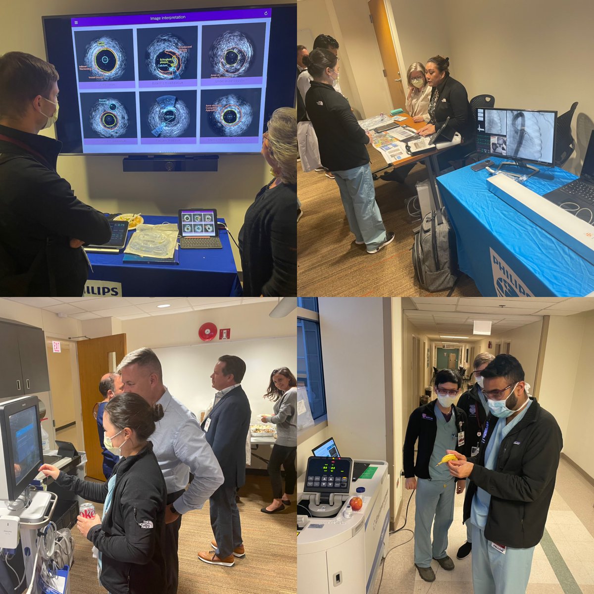 Another great Wednesday (late post) simulation session, this time with @Philips. Great times w iFR, IVUS, coregistration, and of course lasing bananas! @UCCardsFellows @SandeepNathanMD @Jonathan_PaulMD @RohanKalMD