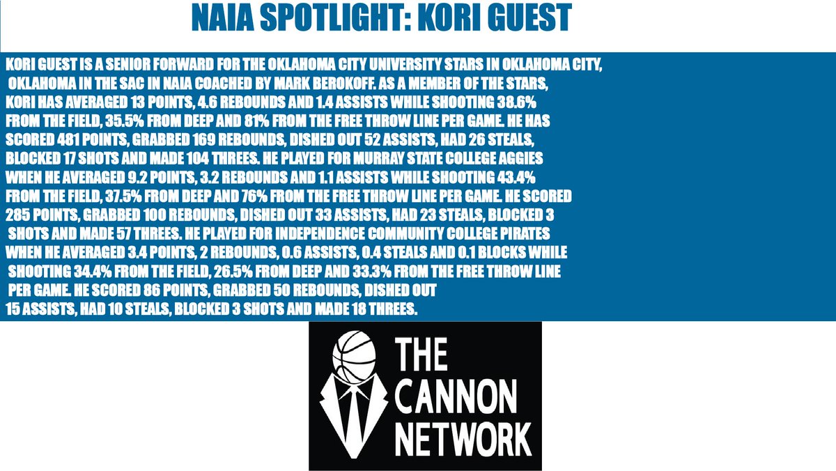 Cannon_Network's tweet photo. @KoriGuest is a senior forward for @CoachBerokoff @ocustars @OCUmbball @OKCU https://t.co/imKXl7OOQe #basketball #OklahomaCityUniversity #OCUStars #OklahomaCity #Oklahoma #SAC #NAIA #TheCannonNetwork https://t.co/2yO1geCdDd