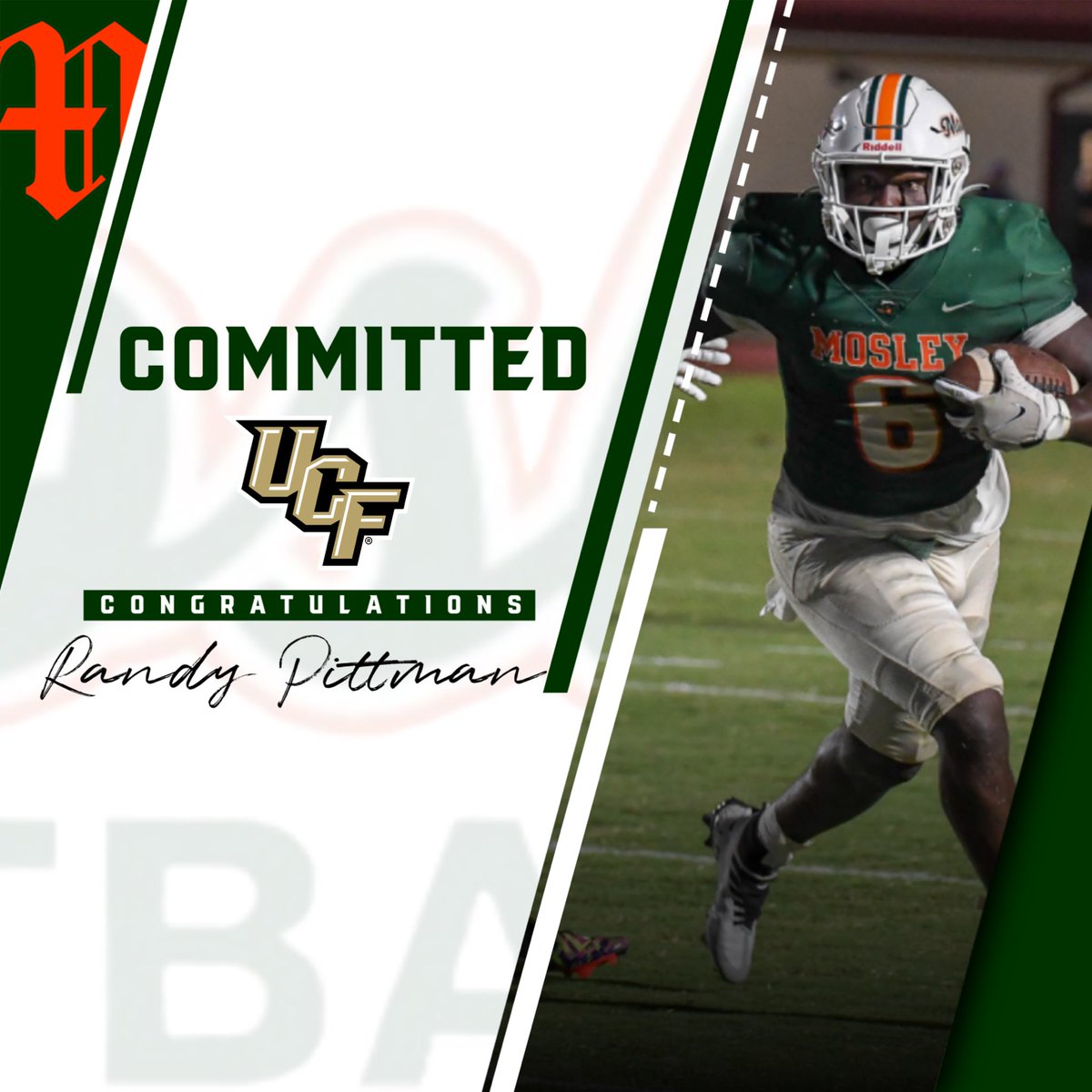 Congratulations to <a href="/RandyPittman04/">Randy Pittman Jr.</a> on his commitment to <a href="/UCF_Football/">UCF Football</a>  
#MosleyMade