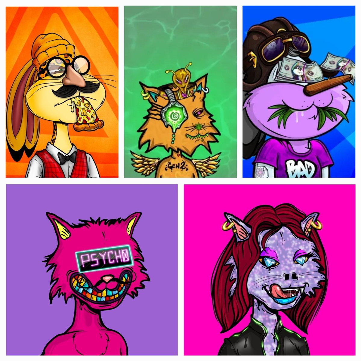 Asdogsnft's tweet photo. @HeathEvans @NFTFestAus #NFTs taking off in #aussieland, exactly why I'm stacking #psychokitties. Number 1 curated project on @cryptocomnft (over 13m usd volume). By @Ugonzo_art and @ElRealGenius . #psychomollies #madhares https://t.co/yMFXNGYrh6