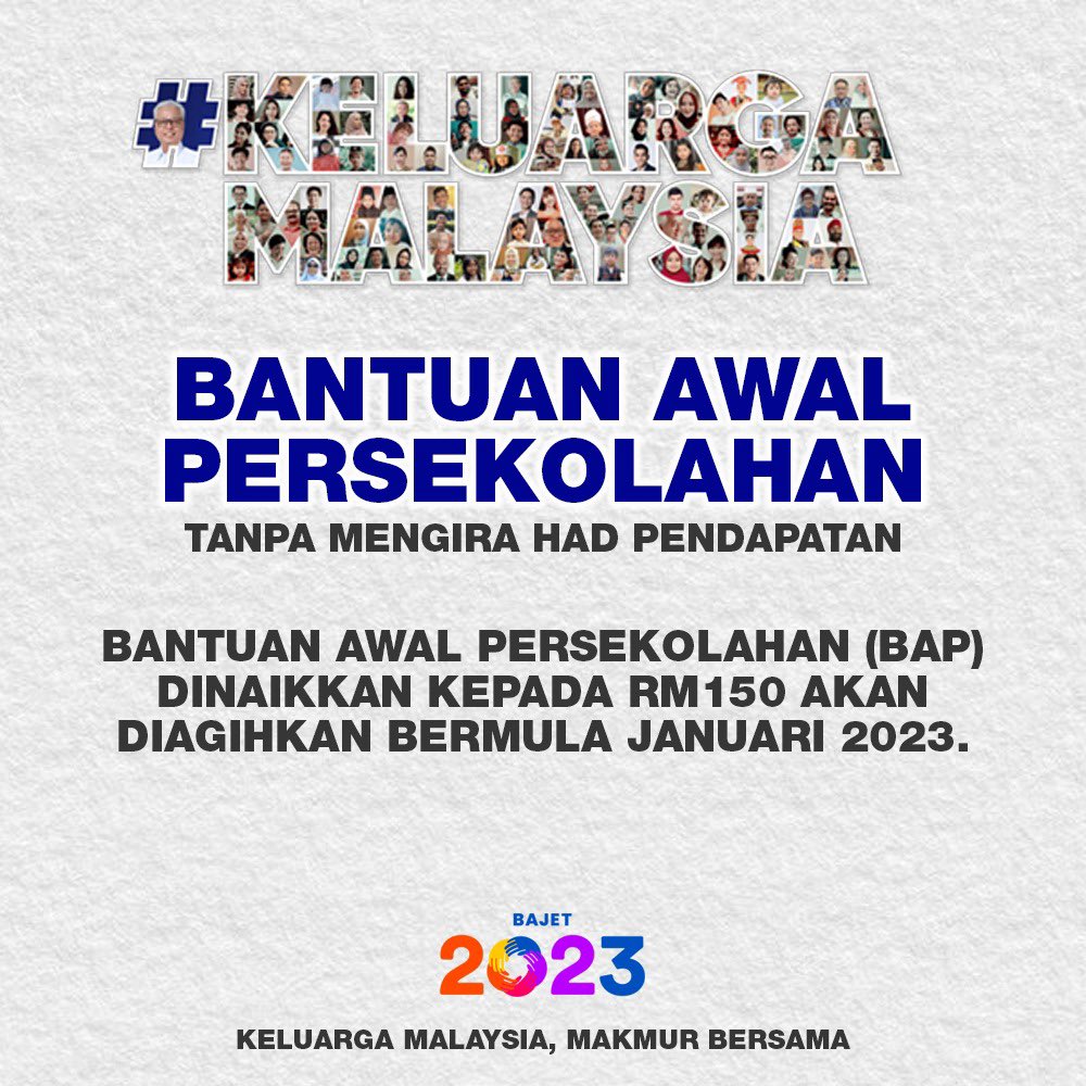 Banyak bantuan dan perancangan yang diumumkan kerajaan dalam bajet 2023 untuk keluarga Malaysia.. 👍👍👍

#KeluargaMalaysia
#bajet2023
#ismailsabri