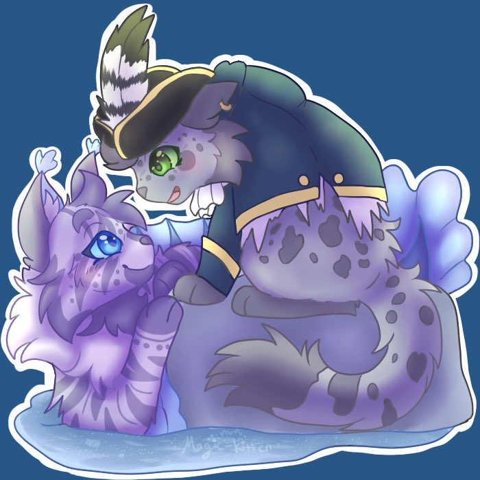 MagicKittenSou's tweet photo. Today’s chibis are mermaid feathertail and pirate ferncloud!🥰 @princehellfire requested this, so I hope you guys like it! Happy international lesbian day, everyone!!!

#warriorcatsfanart #fanart #halloween #chibi #digitalart #feathertail #ferncloud #featherfern https://t.co/lVnjYgIDdd