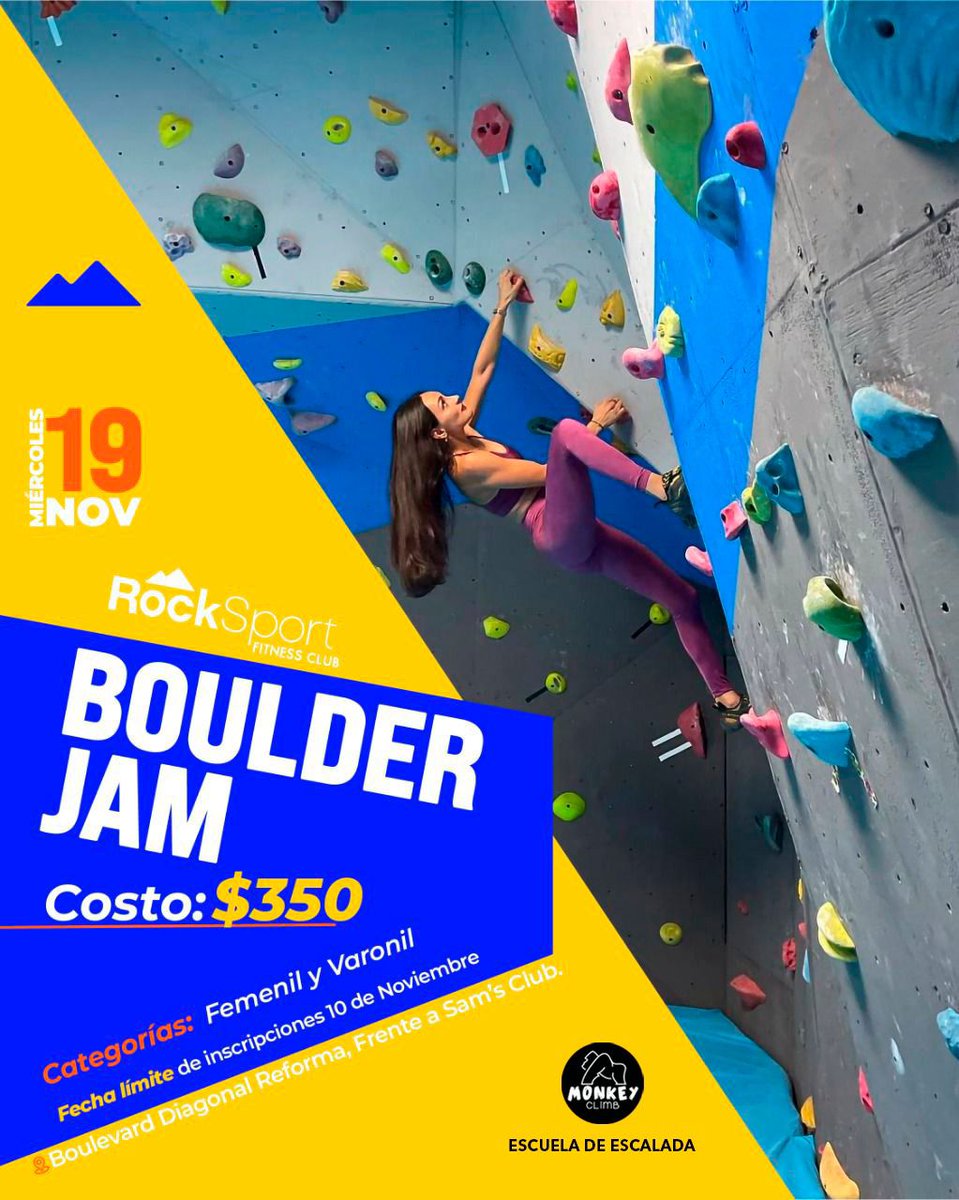RockSport_Mx's tweet photo. Participa en #BoulderJAM Torneo de #EscaladaDeportiva #Bouldering en #RockSport #Reforma3030 #Torreón #EscalaRockSport #Coahuila #Saltillo #Durango #ComarcaLagunera https://t.co/bSpljcwLQb