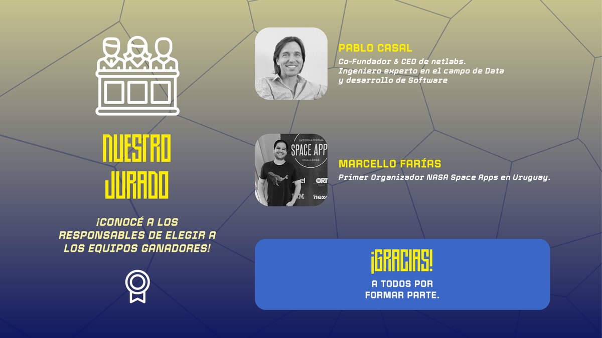 spaceuruguayorg's tweet photo. 🧑‍⚖️ Este equipo de profesionales son quienes se encargaron de decidir qué equipo pasa a la fase global de NASA International Space Apps Challenge

¡Muchas gracias por su profesionalismo y criterio! https://t.co/DOAkuMh4tf