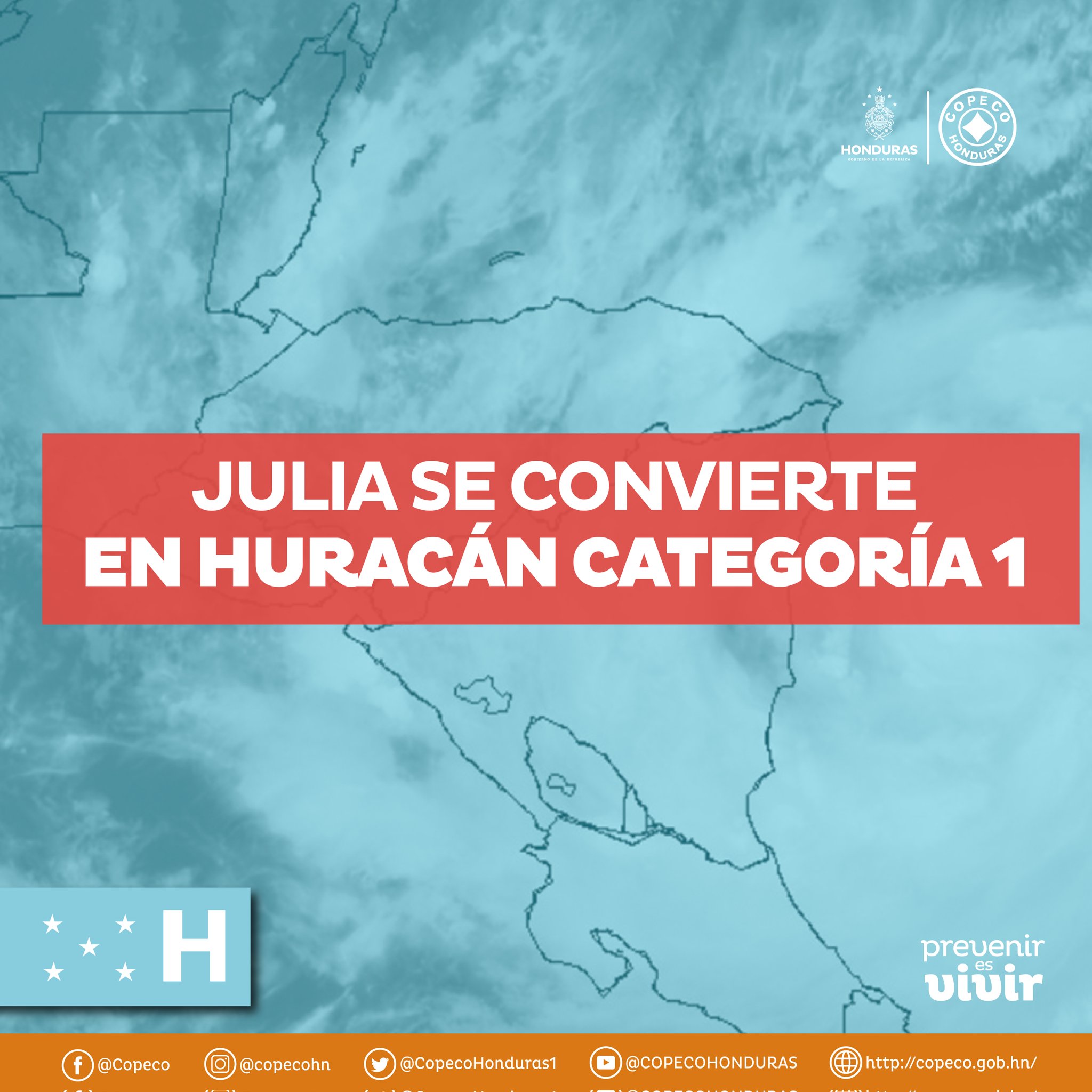 Julia es huracán categoría 1. 