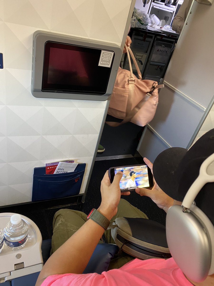 TheAngelicopter's tweet photo. When it’s the playoffs and your @Delta in-flight monitor is out of service.  :( https://t.co/wlQdGldQIV