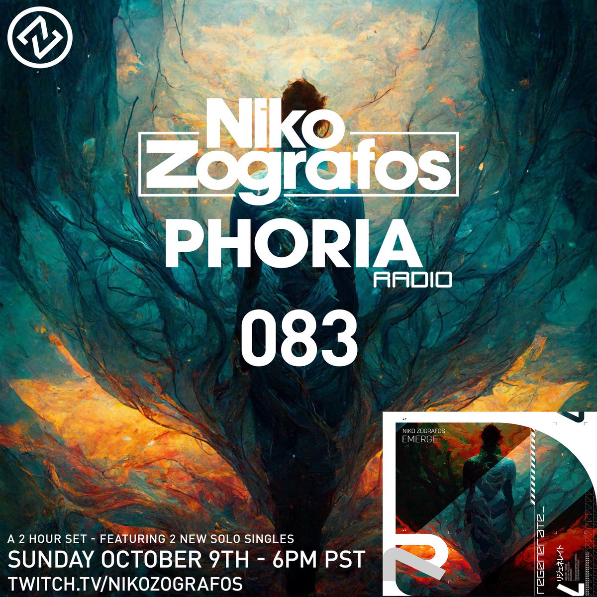 This Sunday on Twitch, I’ll be broadcasting Phoria Radio 83! I’ll be playing a 2 hour set featuring loads of new music including 2 new upcoming solo singles from me this month🙌🏻🔥 #PR83

Tune in via twitch.tv/Nikozografos at 6pm PST/9pm EST