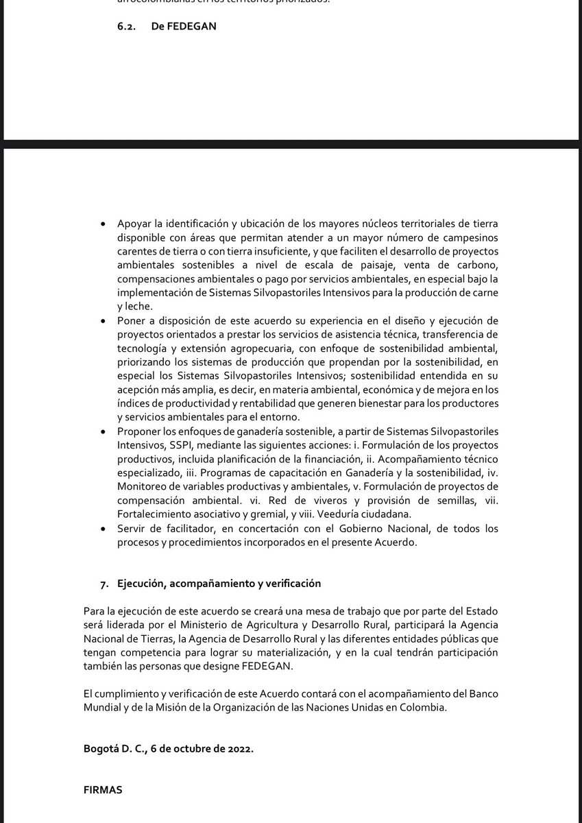 ricarospina's tweet photo. Atentos: Esta es la “almendra” del acuerdo entre el gobierno del Pte @petrogustavo y @Fedegan para la adquisición de tres millones de hectáreas de tierra fértil. El pago será según avalúo comercial y Catastro Multipropósito y los recursos provendran de bonos de deuda pública. https://t.co/AQtqPaBy6v
