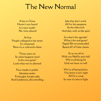 PoetryaProbity's tweet photo. The New Normal is now upon us, and I called it months ago with this beaut of a poem

https://t.co/KLwBrOwd4L

#poetry #poemoftheday #poem #cryptowriters #writes #writing #poetryoftheday #poetsoftwitter #funwrites #nft #nftsales https://t.co/z3HKIGrRTU