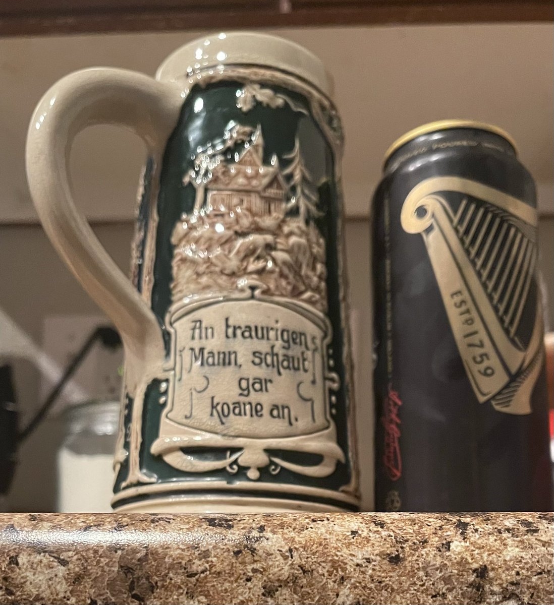 This beer stein is prob 70 years old .. with a nice cold #guinessbeer