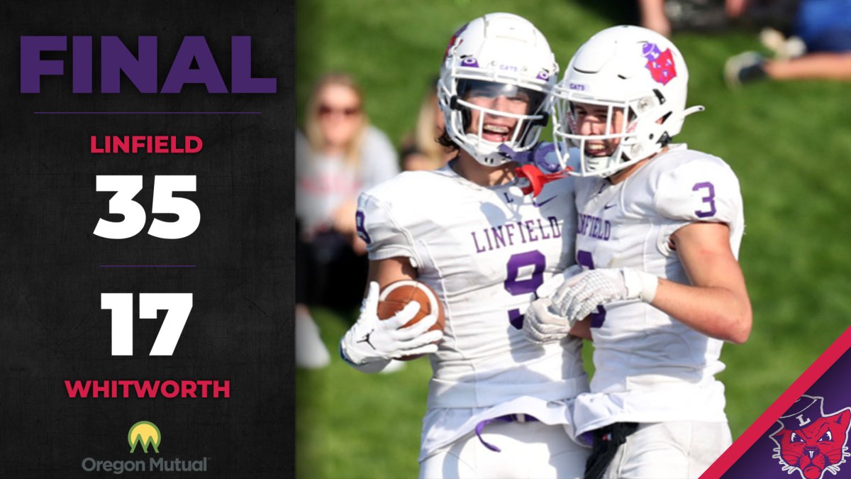 RECAP🏈| It's all smiles for the No. 7 'Cats, who won 35-17 to sink the Pirates at the Pine Bowl.

Linfield is one win away from securing the program's 66th consecutive winning season.

📰: bit.ly/3SOGeGO

#RollCats | #Catdome | #FeedTheStreak | #d3fb