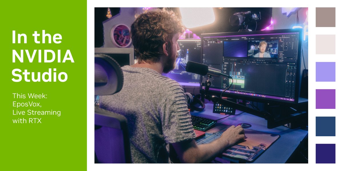 NvidiaANZ's tweet photo. Get ready to go live this week #InTheNVIDIAStudio! 🔴

With updates to @Discord, @OBSProject, &amp; @VTubeStudio + the advice of talented streaming professor, @EposVox, you'll be well on your way to leveling up your broadcast. 

Blog 👉 https://t.co/9TsplEXAly https://t.co/yJZNYvGVdK