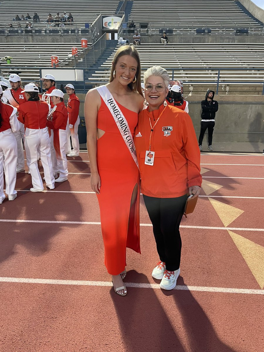 Congrats to our Homecoming king and queen!  Hannah gets extra points for the screaming falcon orange gown! <a href="/utpb/">UT Permian Basin</a> <a href="/utpbwsoccer/">UTPB Soccer</a> @beckyspurlock