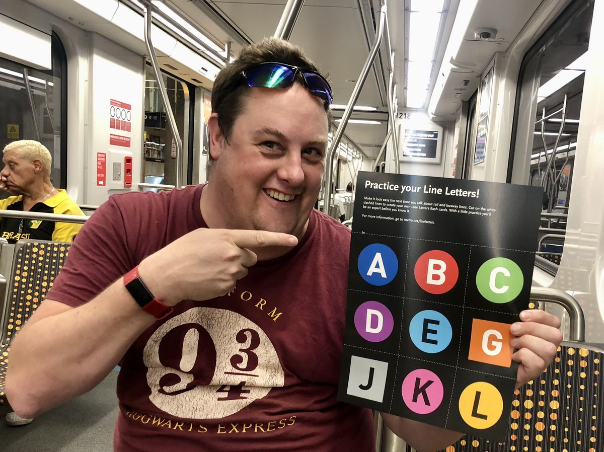 GreatDenTransit's tweet photo. #LAMetro is a bit like #RTDDenver in that it has 2 types of rail technology, however most riders aren’t bothered about the difference. As they expand their network, there’s now a marketing effort to get riders to refer to the lines by letter. Here’s one way they do it… https://t.co/sGVeCi5qx9