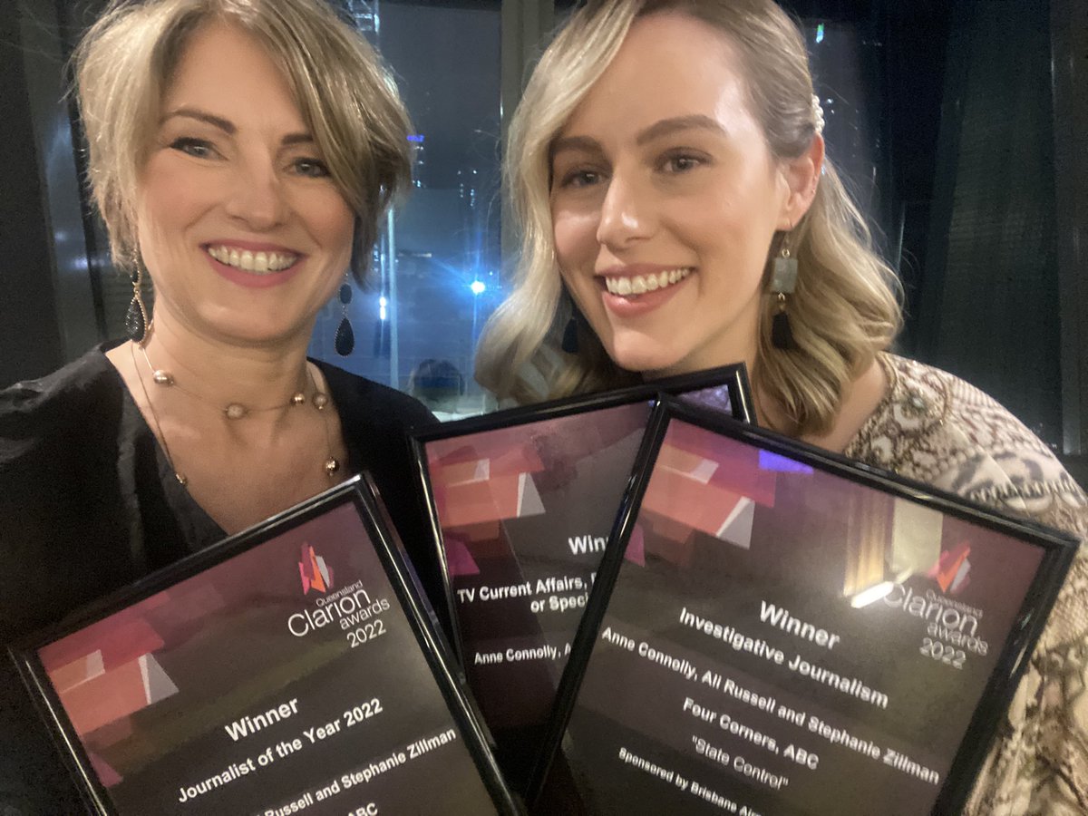 Anne Connolly (@anneconnollyabc) on Twitter photo Our <a href="/4corners/">Four Corners</a> story State Control about the #publictrustee won three awards at the <a href="/QldClarions/">ClarionsQLD</a> including Journalists of the Year with @Steph_Zillman and @thealirussell. 50,000 Australians still gagged from speaking out. This law needs to change. Our <a href="/4corners/">Four Corners</a> story State Control about the #publictrustee won three awards at the <a href="/QldClarions/">ClarionsQLD</a> including Journalists of the Year with @Steph_Zillman and @thealirussell. 50,000 Australians still gagged from speaking out. This law needs to change.