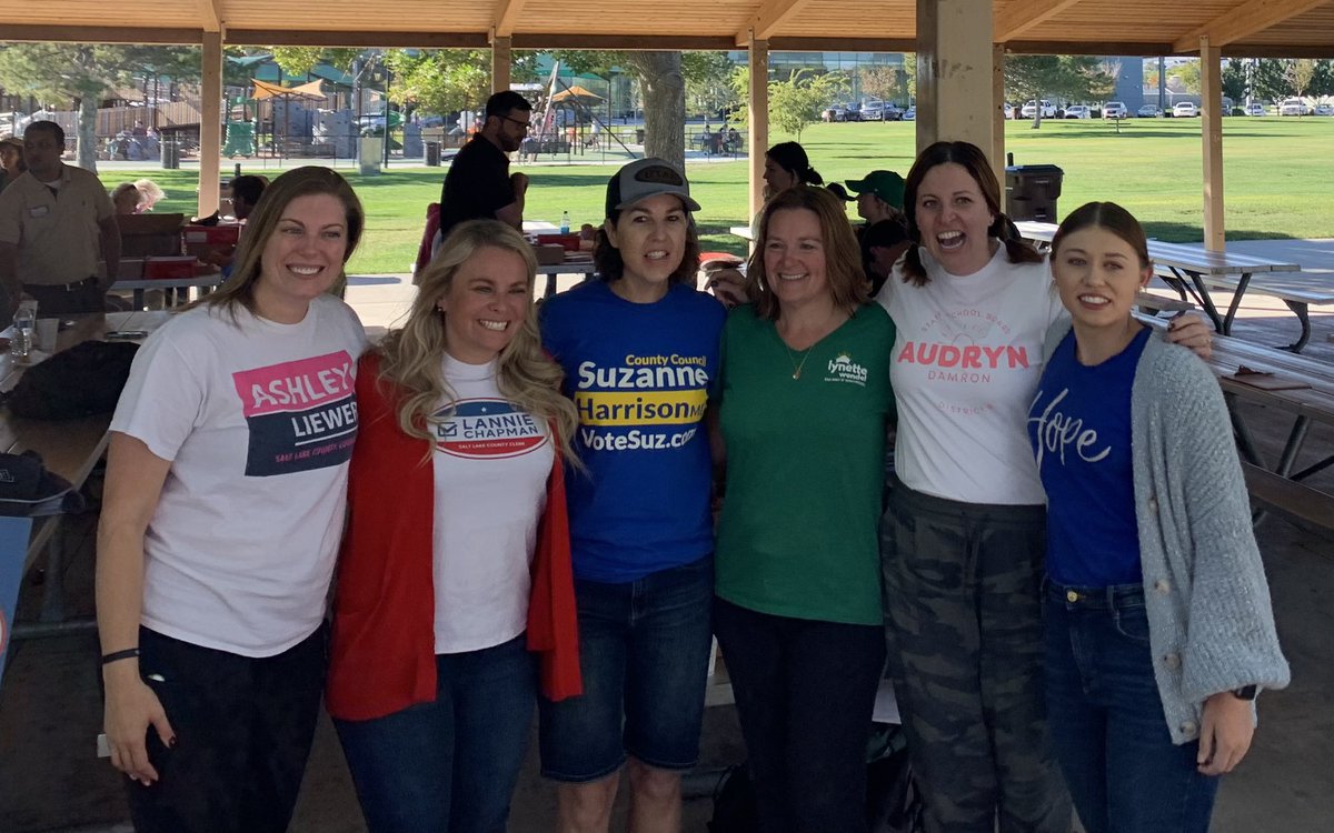 SLCountyDems's tweet photo. Fantastic turnout today to support our amazing candidates! There are only 4 Saturdays left until Election Day so be sure to come out and help us get these amazing women elected! #utpol @AshleyLiewer @VoteSuz @lannieforclerk @votelynette @vote4hopeUT @audryn_d https://t.co/23JwCr1U7D