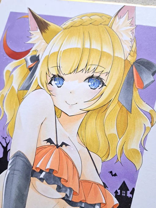 ハロウィンイラスト通販開始しましたハガキサイズ以下の原画もありますが画像準備ができていないのでひとまず色紙のみ開始しています。 